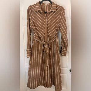 Orange Creek Brown Striped Long Sleeve Dress
